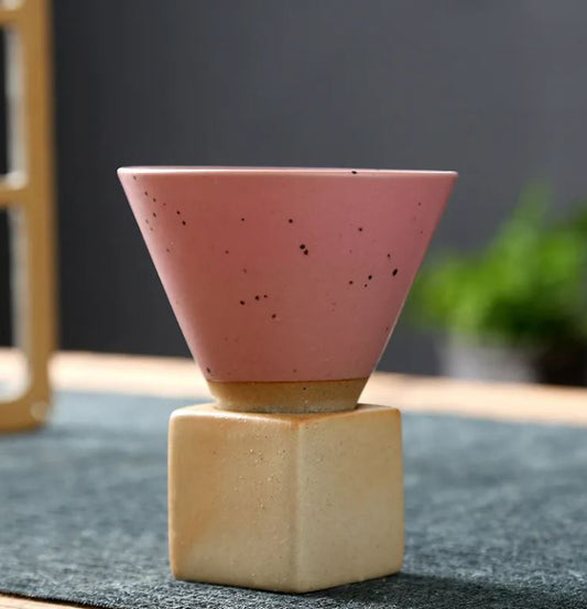 Stoneware Espresso Cup With Base Vintage Ceramic